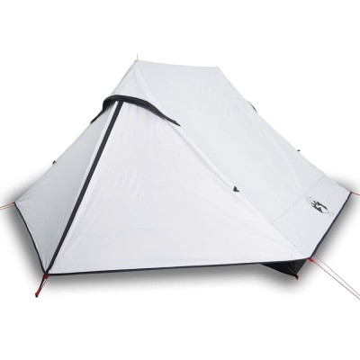 Cort camping, 2 persoane, alb, tesatura opaca, impermeabil foto