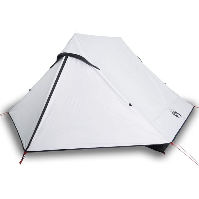 Cort camping, 2 persoane, alb, tesatura opaca, impermeabil