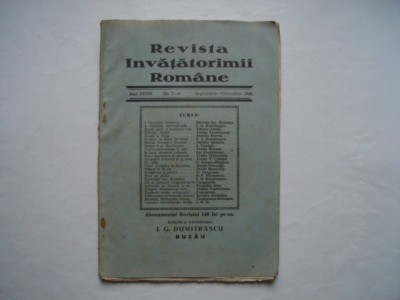 Revista Invatatorimii Romane, anul XXVIII, nr. 7-8, septembrie-octombrie 1928 foto