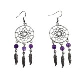 Cercei candelabru Dreamcatcher cu ametist fatetat