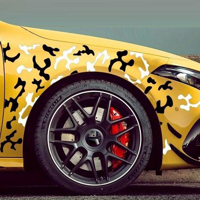 Set 2 stickere autoadezive Tuning in doua culori, model Paint Stains , dimensiune 97 x 47 cm, culoare Negru + Alb