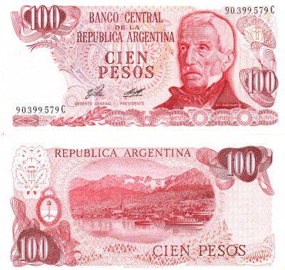 Argentina 100 Pesos 1977 P-302b aUNC foto