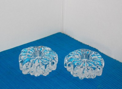 Suporturi cristal pentru lum&amp;acirc;nare suflate manual &amp;icirc;n mulaj, set 2 buc. - Nautilus - design Willy Johansson Hadeland, Norway foto