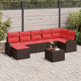 vidaXL Set de canapele pentru grădină cu pernă 8 pcs Maro Poli Rattan 3346144