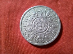 Moneda Marea Britanie 1955 Elisabeta II 2 shillings cal F.Buna