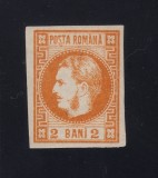 ROMANIA 1868 CAROL CU FAVORITI 2BANI PORTOCALIU RETUS MNH