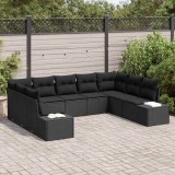 Cumpara ieftin Set de canapele pentru gradina 9 buc. 8-Locuri Negru
