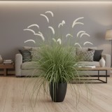 Planta artificiala iarba ornamentala Coada de Vulpe, 120 cm, verde-alb