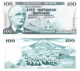Islanda 100 Kronur 1961 P-44a UNC Bancnota Coroane, Europa