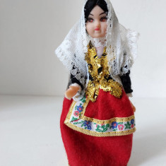 ** Papusa etno costum traditional, Italia, 14 cm, colectie, decor, vintage