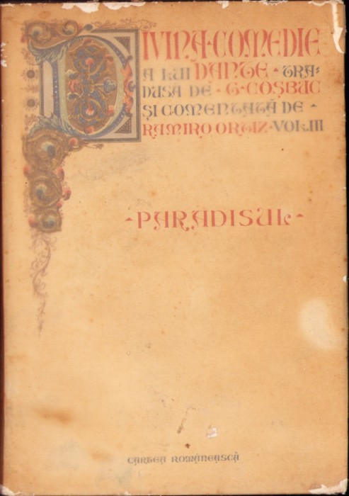 796SPN Dante, Divina Comedie, Paradisul ediție de Ramiro Ortiz 1932