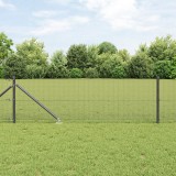 VidaXL Set de st&acirc;lpi din oțel Set de 2 Gri Metal, Plasă 10 x 0.5 m