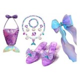 Set accesorii fetite 8 piese cu gentuta paiete, pantofiori si accesorii sirena