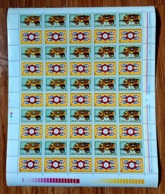 ✅RO 1984 LP 1114a &amp;quot;Ziua marcii postale romanesti cu vigneta&amp;quot; , serie coala intrega +viniete, 25 de perechi , MNH foto