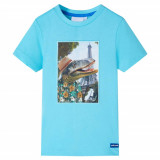 Tricou pentru copii, albastru verzui, 140 GartenMobel Dekor, vidaXL