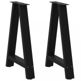 VidaXL Picioare de masă &icirc;n formă de A, 2 buc., negru, 50x(72-73) cm, oțel