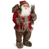 Figurină Decorativă, Moș Crăciun, 81 cm, Sac Cadouri, Crengi, Roșu, Oem