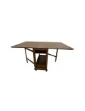 Masa plianta cu spatiu depozitare Util, pentru living si bucatarie, PAL, structura lemn masiv, cu role, 6 persoane, 160x96x80 cm, nuc