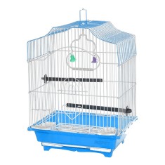 Colivie Patrata 39 x 30 x 23 cm, pentru pasari exotice, Tava Albastru