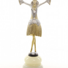 Dansatoare cu turban- statueta din bronz pictat pe soclu din jad EX-5