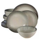Set farfurii 16 piese, 4 persoane, Stone, Alb Ivoire cu gri