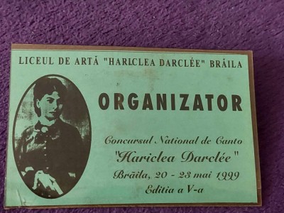 Ecuson Concursul Nat.de Canto HARICLEA DARCLEE Braila 1999,Liceul de ARTA Braila foto
