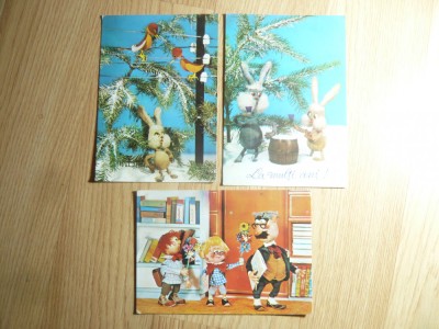 3 Felicitari de Anul Nou - Ed.Casa Filmului ACIN - cu Papusi foto
