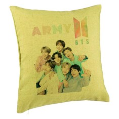 Perna Decorativa BTS Army cu Semnaturi 2, 40x40 cm, Verde, Husa Detasabila, Burduf foto