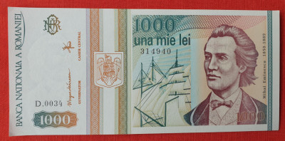 1000 Lei 1993 - Eminescu - Una mie lei - bancnota in stare foarte buna foto
