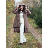 Geaca dama lunga maro cu gluga