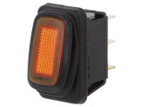 Comutator Rocker ON-OFF 16A 12V Portocaliu LED 12V IP65