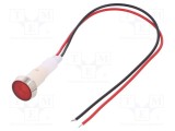 Lampă de control LED plată roşie 12VDC 12VAC &Oslash;10mm plastic NINIGI