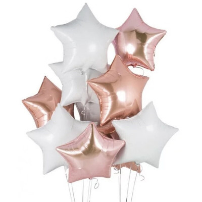 Buchet 5 baloane folie stele, Baby Shower, Stars Magic Gold,18 inch foto