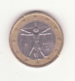 Italia 1 euro 2002 - Omul Vitruvian.