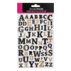 Set Autocolante Pop-Up, 68 Bucăți, Litere Majuscule, Textură Piele, Negru/Auriu, Oem