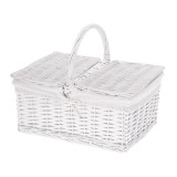 Cumpara ieftin Cos depozitare lemn rachita alb textil crem 44,5 x 34,5 x 37 cm