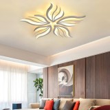 Lustra LED Sakura 60W cu telecomanda, 5 petale, dimabila, lumina calda/neutra/rece, alba