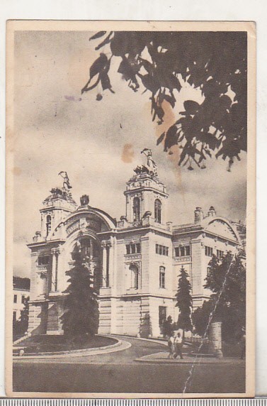 bnk cp Cluj - Teatrul National - uzata 1956 - Libraria noastra