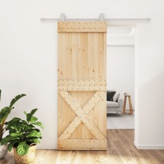 vidaXL Ușă glisantă cu set de feronerie 80x210 cm, lemn masiv de pin 3203095