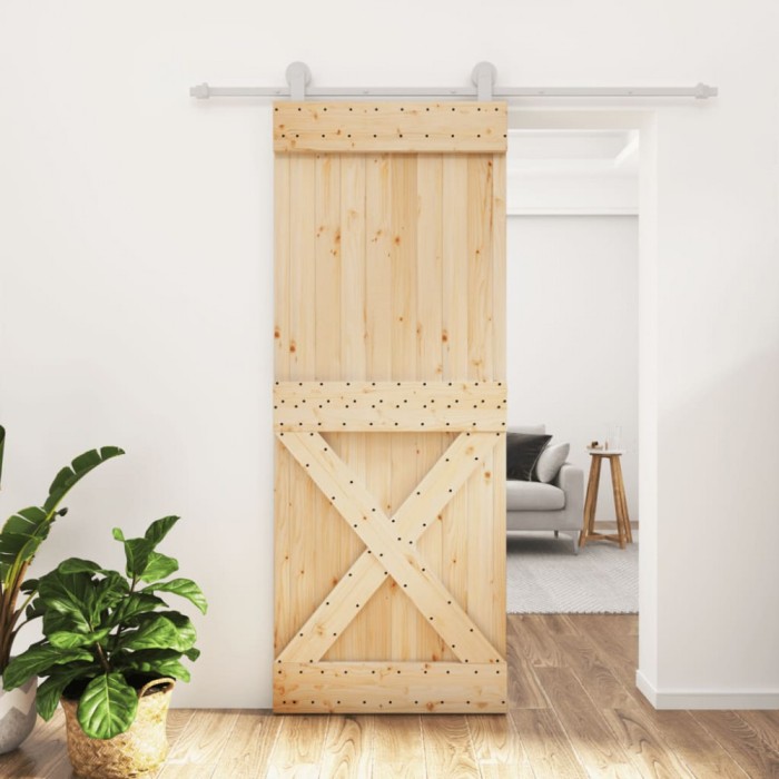 vidaXL Ușă glisantă cu set de feronerie 80x210 cm, lemn masiv de pin 3203095