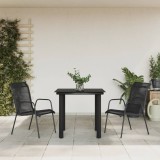 Gossi set mobilier de gradina, 3 piese, negru, textilena si otel