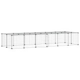 Cumpara ieftin Cusca animale de companie cu usa 28 panouri negru 210x70x35 cm otel