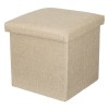 Taburet cu Spațiu de Depozitare, Pliabil, Material MDF și Poliester, Dimensiuni 30x30x30cm, Culoare Bej, Oem