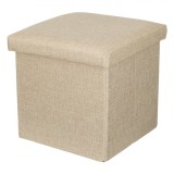 Taburet cu Spațiu de Depozitare, Pliabil, Material MDF și Poliester, Dimensiuni 30x30x30cm, Culoare Bej, Oem