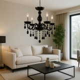 Candelabru Cristal ALNWICK Eleganza, 5xE14, Diametru 48cm, Negru, Inaltime Reglabila ModernLight Concept