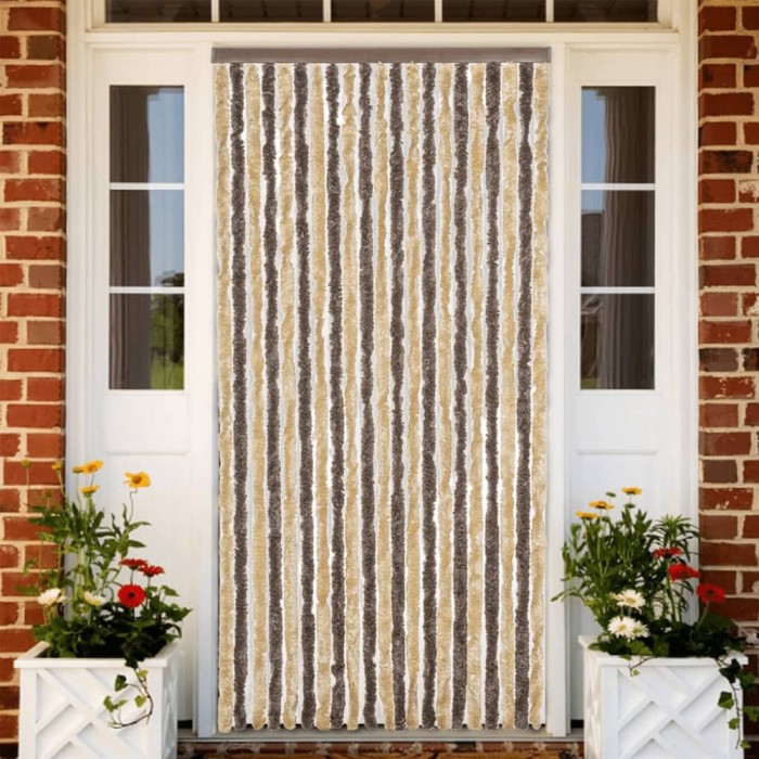 vidaXL Perdea pentru insecte, maro &icirc;nchis și bej, 90x200 cm, chenille 377355