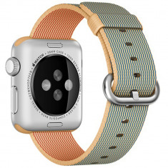 Curea iUni compatibila cu Apple Watch 1/2/3/4/5/6/7, 38mm, Nylon, Woven Strap, Gold/Gray foto
