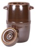 Butoi ceramic pentru murat varza 17 L, cu capac si manere, 32x34 cm