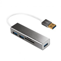 Hub USB Logilink UA0306 3x USB 3.2 gen 1 + Card reader Grey foto