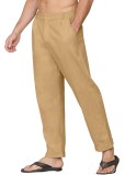 Pantaloni de in pentru bărbați, ușori, largi, cu șnur, de vară, pentru plajă, casual, cu buzunare &ndash; L transparent